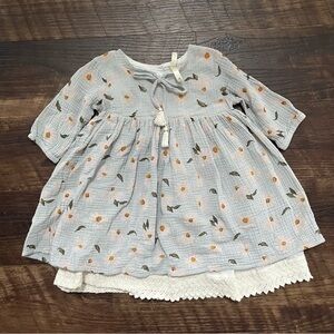 Wild Wawa floral tie front baby blue layered dress 18-24m